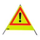 Waarschuwingspiramide 90 cm - Waarschuwing (VZ101), geel retroreflecterend, met veer