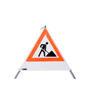 Waarschuwingspiramide 70 cm - Bouwvakker (VZ123), wit, met veer