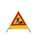 Waarschuwingspiramide 70 cm - Bouwvakker (VZ123), geel, met veer