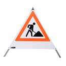 Waarschuwingspiramide 90 cm - Bouwvakker (VZ123), wit, met veer