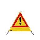 Waarschuwingspiramide 70 cm - Let op (VZ101), geel, met middenkolom