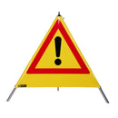 Waarschuwingspiramide 90 cm - Let op (VZ101), geel, met middenkolom