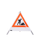 Waarschuwingspiramide 70 cm - Bouwvakker (VZ123), wit, met middenkolom