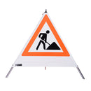 Waarschuwingspiramide 90 cm - Bouwvakker (VZ123), met middenkolom
