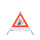 Waarschuwingspiramide 70 cm - Rookverbod (NZ01), wit, met middenkolom