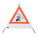 Waarschuwingspiramide 90 cm - Rookverbod (NZ01), wit, met middenkolom